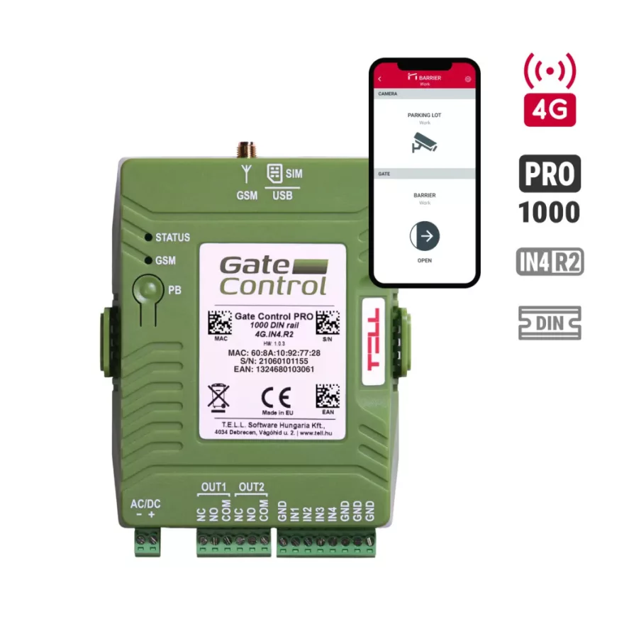 TELL - Gate Control PRO 1000 DIN rail - 4G.IN4.R2
