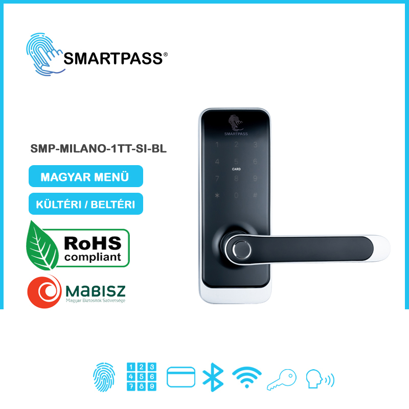 Milano Silver-Black Okos Kilincs