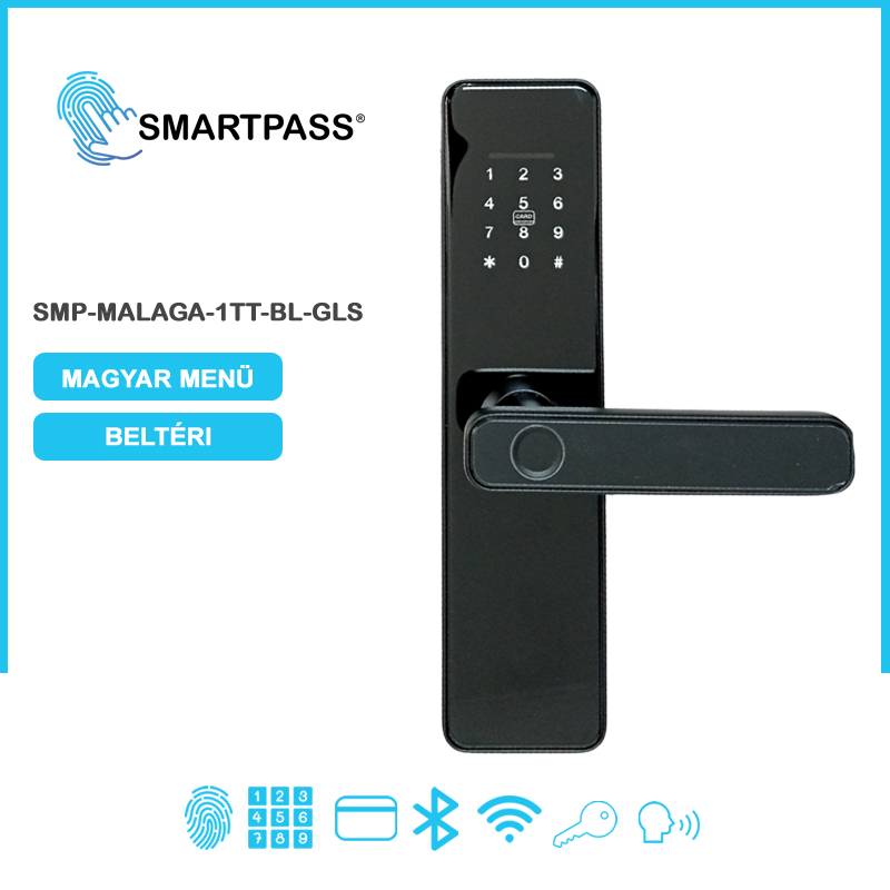 Malaga Glass Black Okos Kilincs, Fekete, Üvegborítás