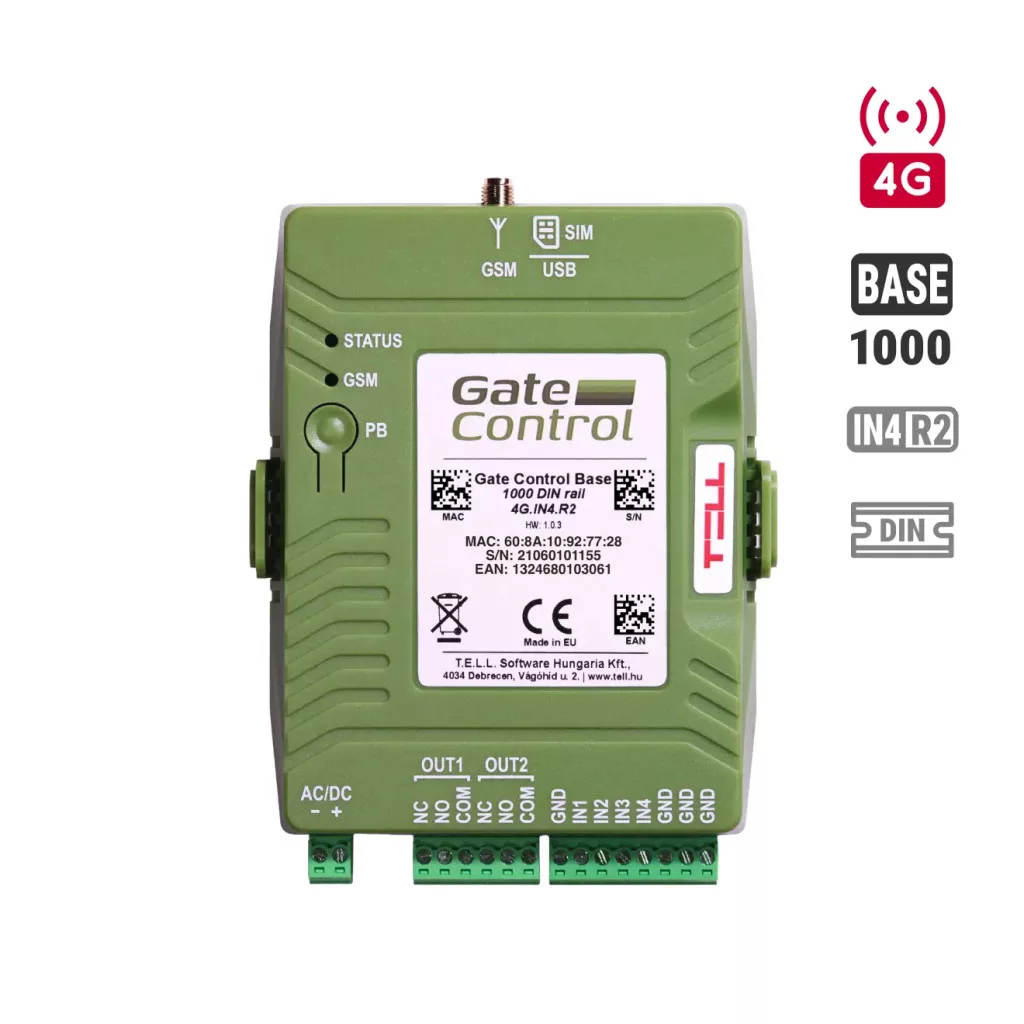 TELL - Gate Control BASE 1000 DIN rail - 4G.IN4.R2
